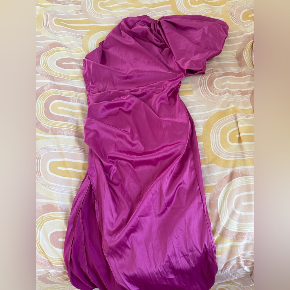 SHEIN Pink Asymmetrical Ruched Maxi Dress